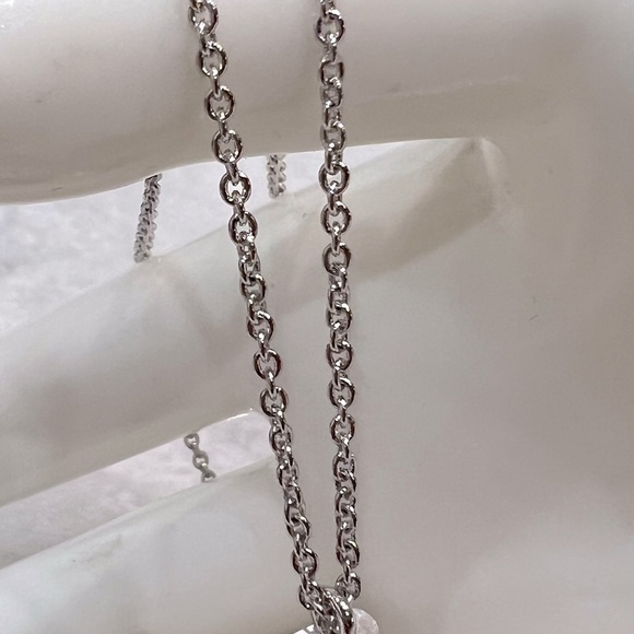 White Crystal Quartz Silvertone Crystal Point Pendant Necklace - Picture 7 of 9